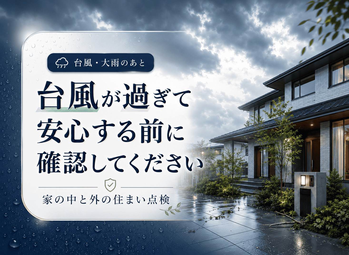台風・大雨が過ぎたあとに確認したい住まいの点検｜雨漏りや外壁の異変を見逃さないために アイキャッチ画像
