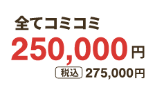 全てコミコミ250,000円 税込275,000円