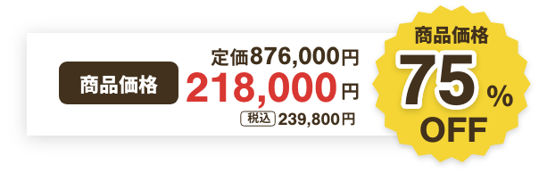 商品価格 定価876000円 218000円 税込239800円 商品価格75%OFF