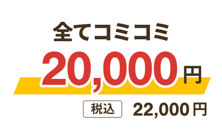 全てコミコミ20,000円 税込 22,000円